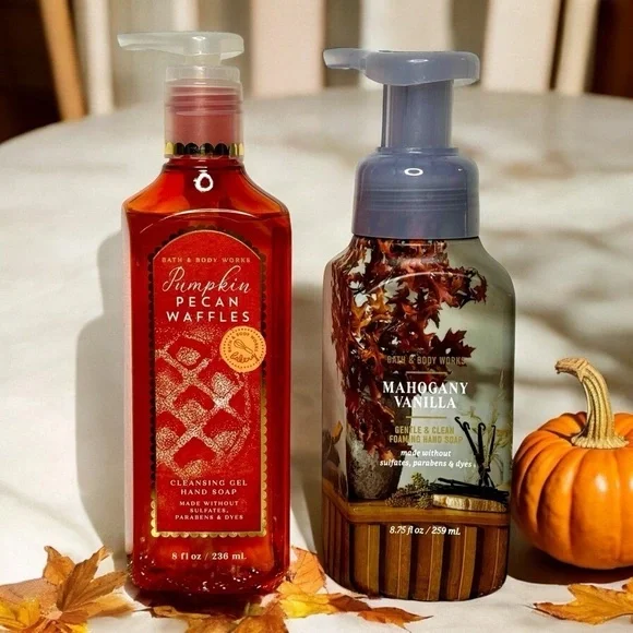 Bath & Body Works Fall Hand Soap Pumpkin Pecan Waffles & Mahogany Vanilla NWT - Picture 1 of 5
